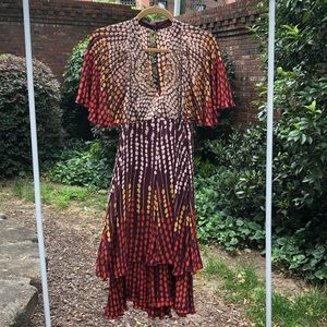 Anna Sui 100% Silk Midi Dress, Size 4